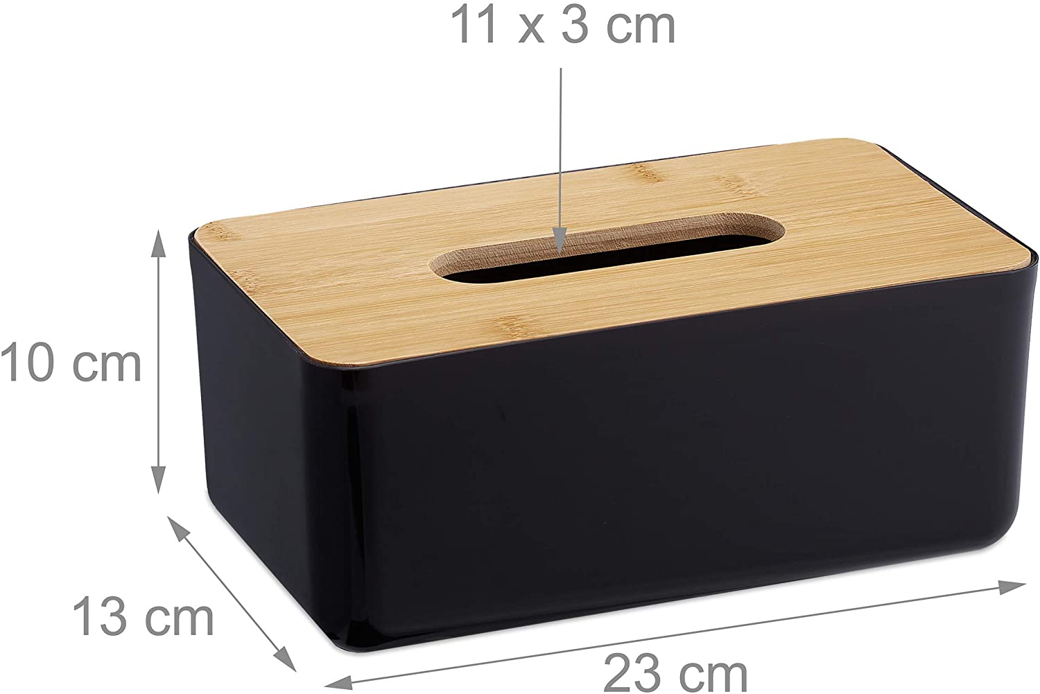 Relaxdays Κουτί Αποθήκευσης για Χαρτομάντηλα με Καπάκι από Μπαμπού - Black / Natural - 4052025326487