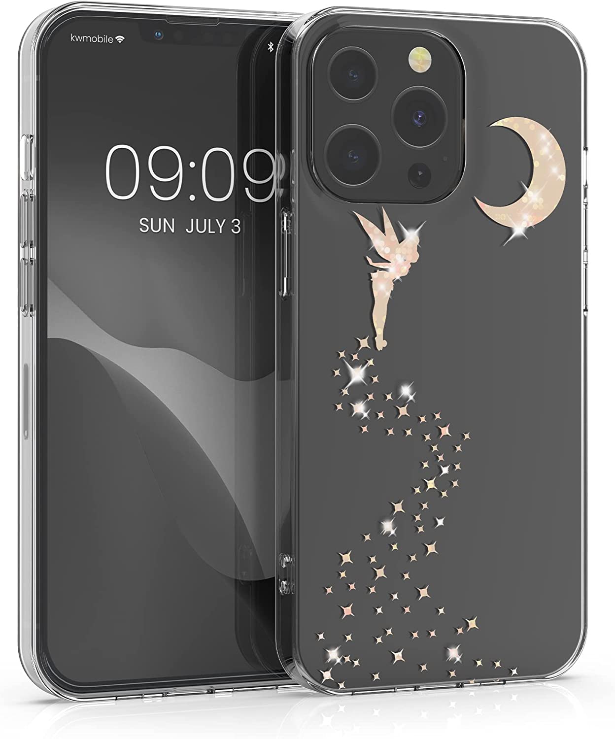 KW iPhone 13 Pro Θήκη Σιλικόνης TPU Design Glittery Fairy - Διάφανη / Rose Gold - 57144.01