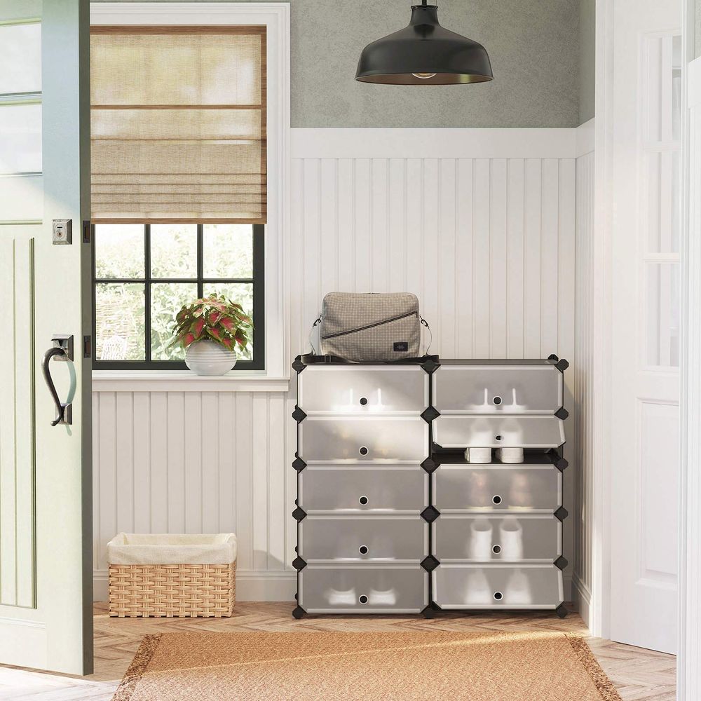 Songmics Πλαστική Παπουτσοθήκη με 10 Ράφια - Grey - LPC010G01