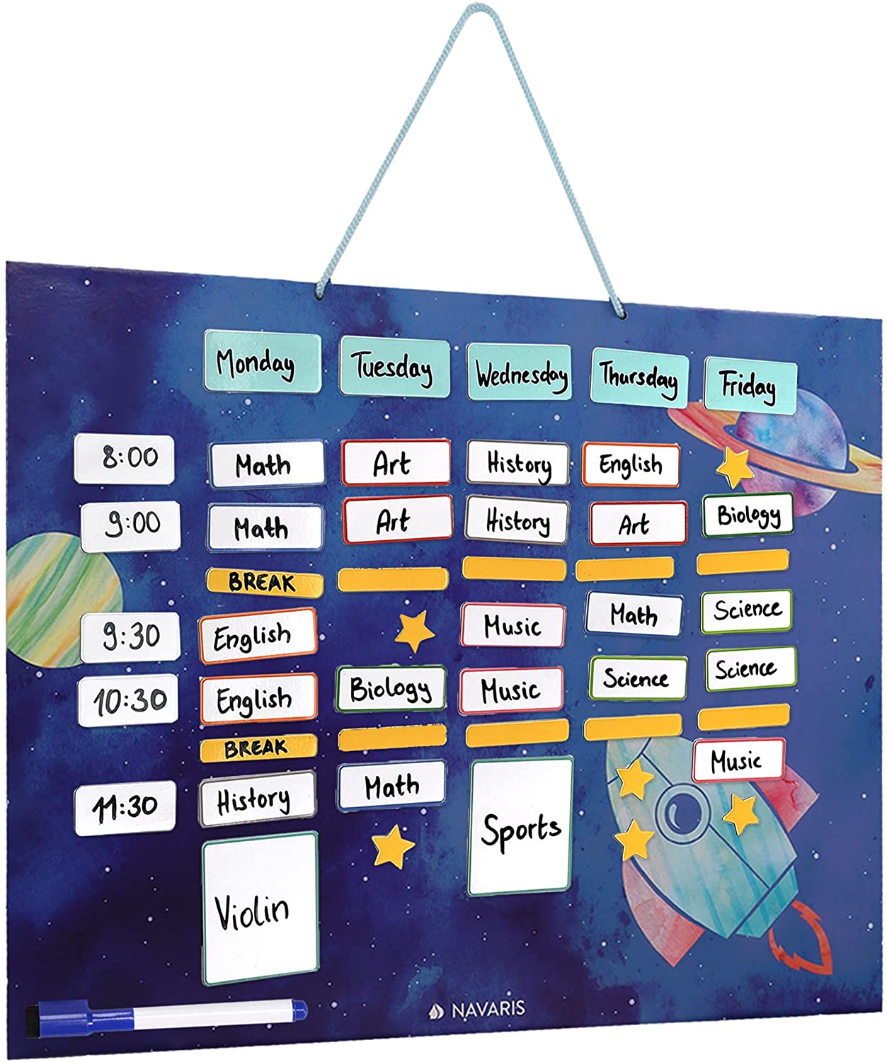 Navaris Μαγνητικός Πίνακας Εβδομαδιαίου Προγράμματος για Παιδιά - 40 x 32 cm - Blue - 50237.02
