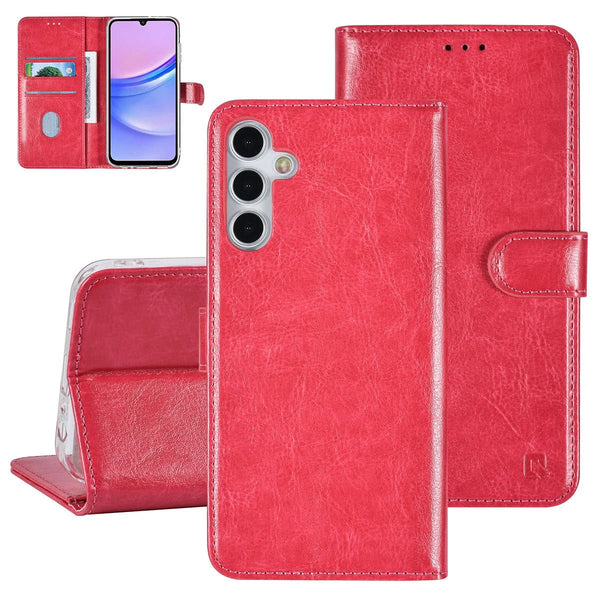 Tuniq Samsung Galaxy A15 4G / A15 5G - Θήκη Πορτοφόλι Stand από Δερματίνη - Ροζ