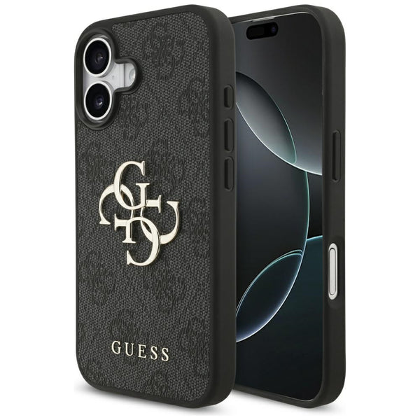 Guess iPhone 17 - 4G Big Logo - Σκληρή Θήκη με Πλαίσιο Σιλικόνης και Επένδυση Συνθετικού Δέρματος - Black - GUHCP17S4GMGGR