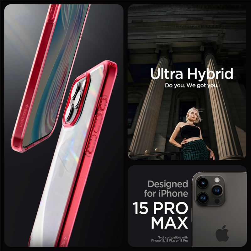 Spigen iPhone 15 Pro Max Ultra Hybrid Σκληρή Θήκη με Πλαίσιο Σιλικόνης - Deep Red