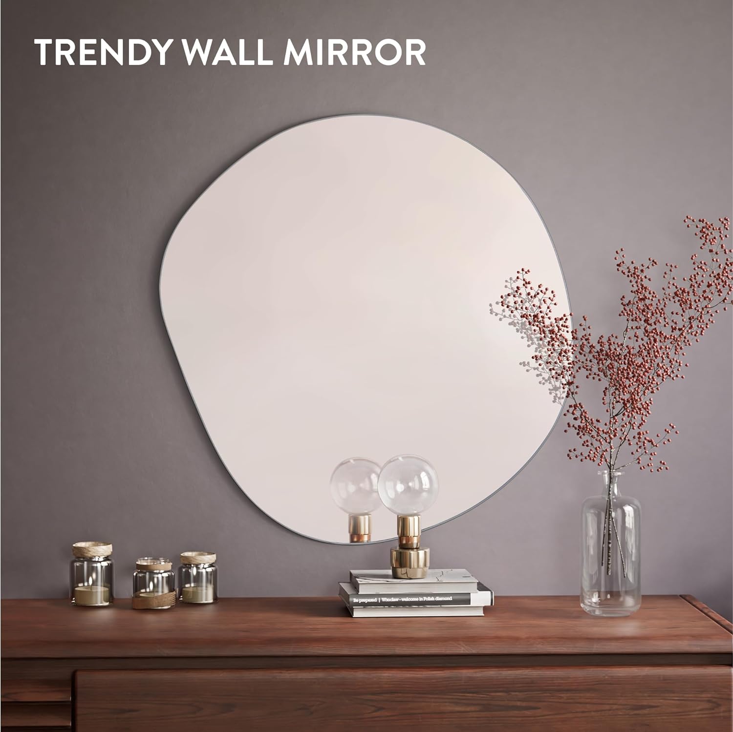 Navaris Καθρέπτης Τοίχου με Ακανόνιστο Οβάλ Σχήμα Χωρίς Πλαίσιο - 50 x 50 cm - Silver - 54705.06