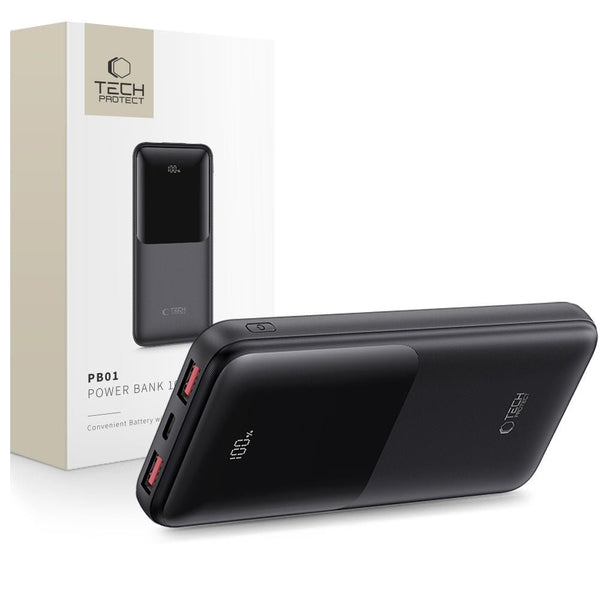 Tech - Protect PB01 - 22.5W Power Bank 10000mAh με 2 Θύρες USB και 1 Θύρα Type - C - Black