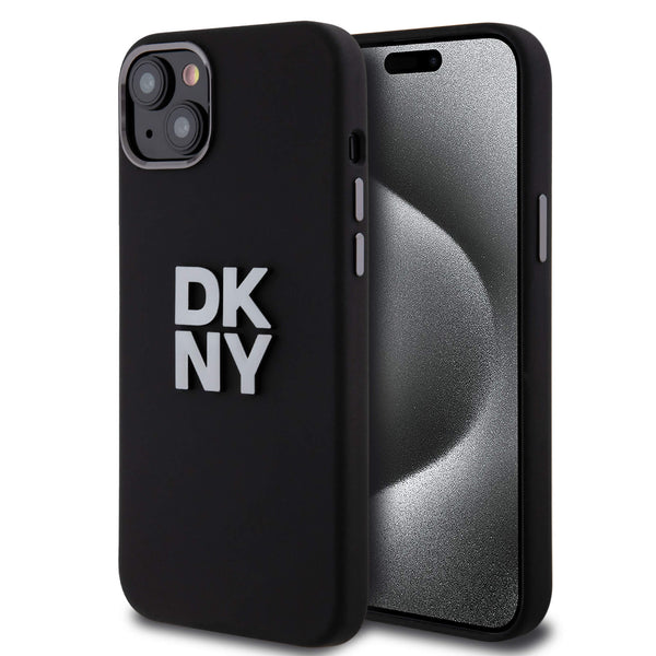 DKNY iPhone 15 Plus / 14 Plus - Liquid Silicone Metal Logo - Σκληρή Θήκη με Πλαίσιο Σιλικόνης - Black