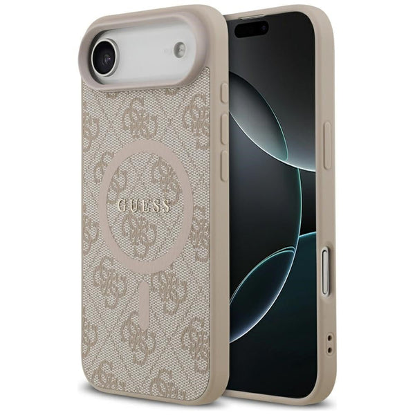Guess iPhone Air - 4G Ring Classic Logo MagSafe - Σκληρή Θήκη με Πλαίσιο Σιλικόνης και Επένδυση Συνθετικού Δέρματος - Pink - GUHMP17MG4GFRP