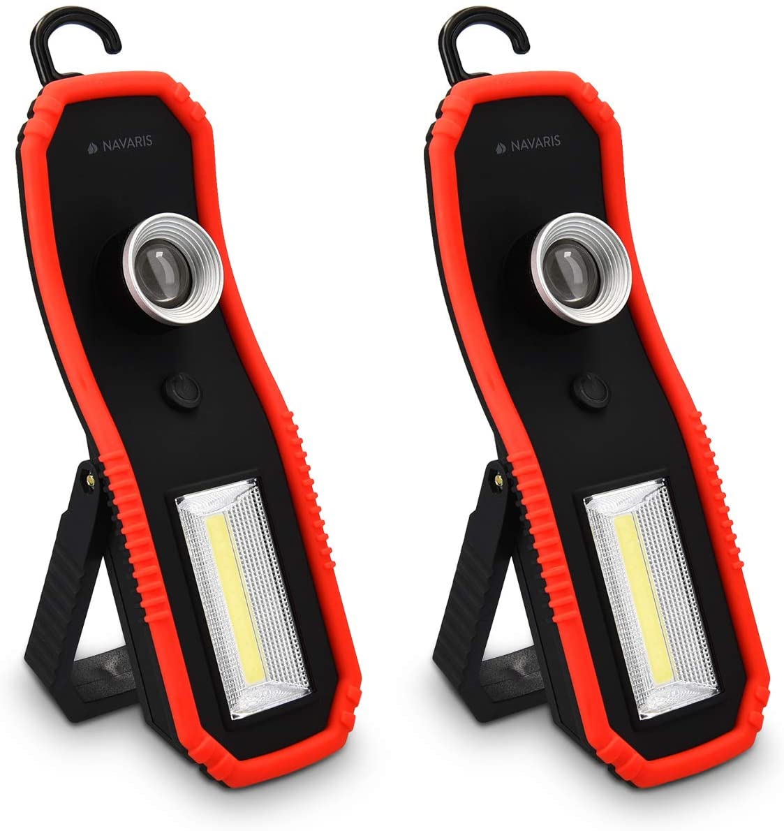 Navaris 2x 3W COB LED Work Light Σετ με 2 Φακούς Εργασίας με Μαγνητική Βάση και Γάντζο - Black / Red - 45758.02