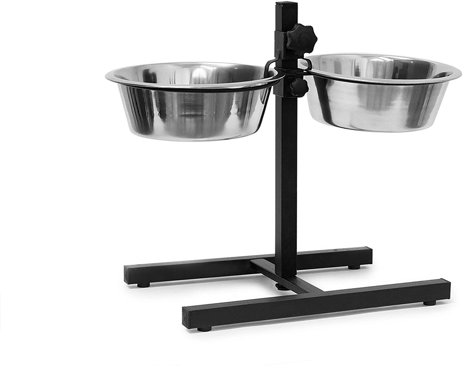 Relaxdays Ρυθμιζόμενη Μεταλλική Βάση με 2 Μπολ 2,15 L από Ανοξείδωτο Ατσάλι - Silver - 4052025046965