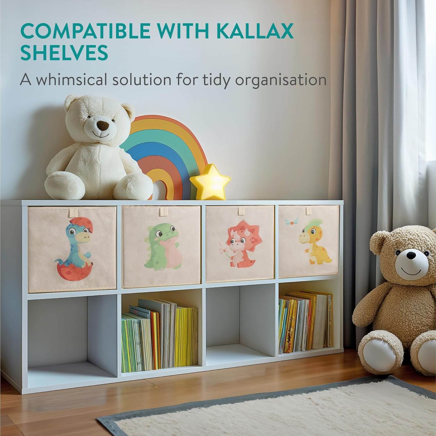 Navaris Σετ με 4 Παιδικά Κουτιά Αποθήκευσης Παιχνιδιών - Design Dinosaur - Multicolor