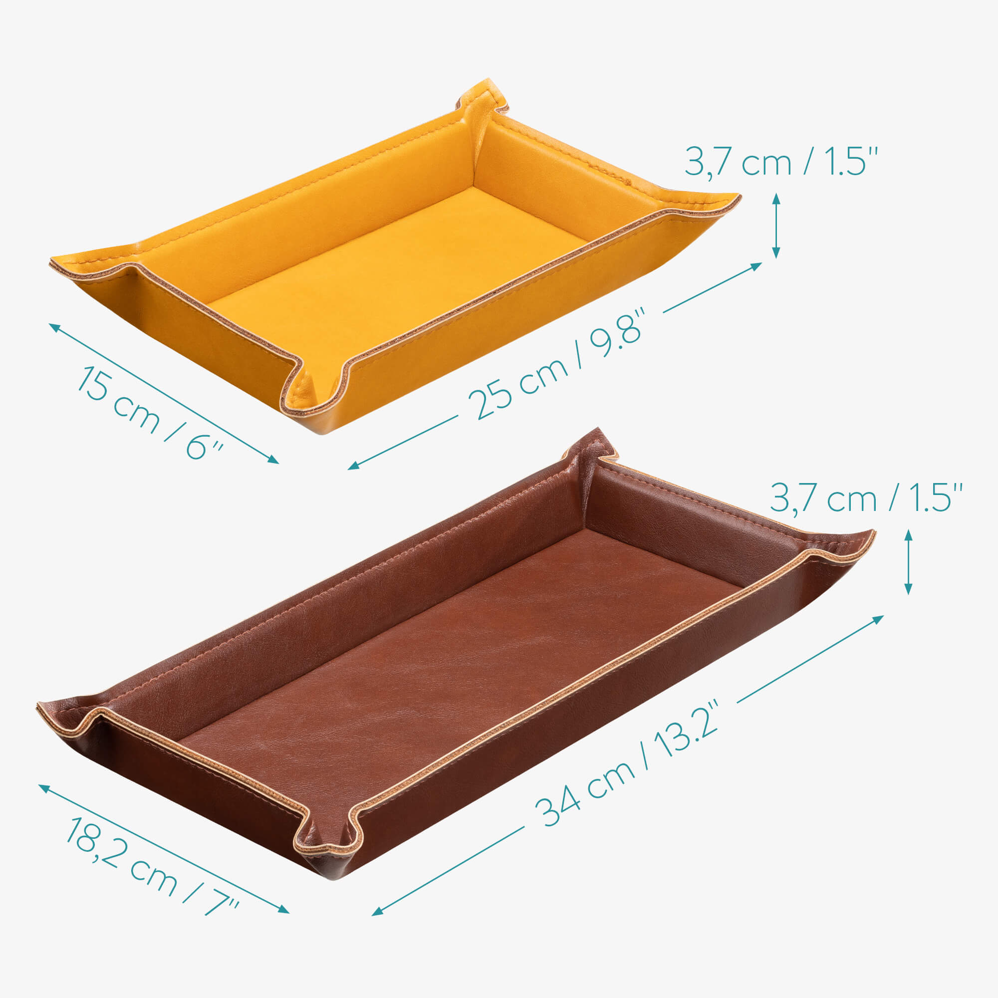 Navaris Σετ με 2 Δίσκους Αποθήκευσης από Δερματίνη - Light Brown / Dark Brown - 53480.02.05