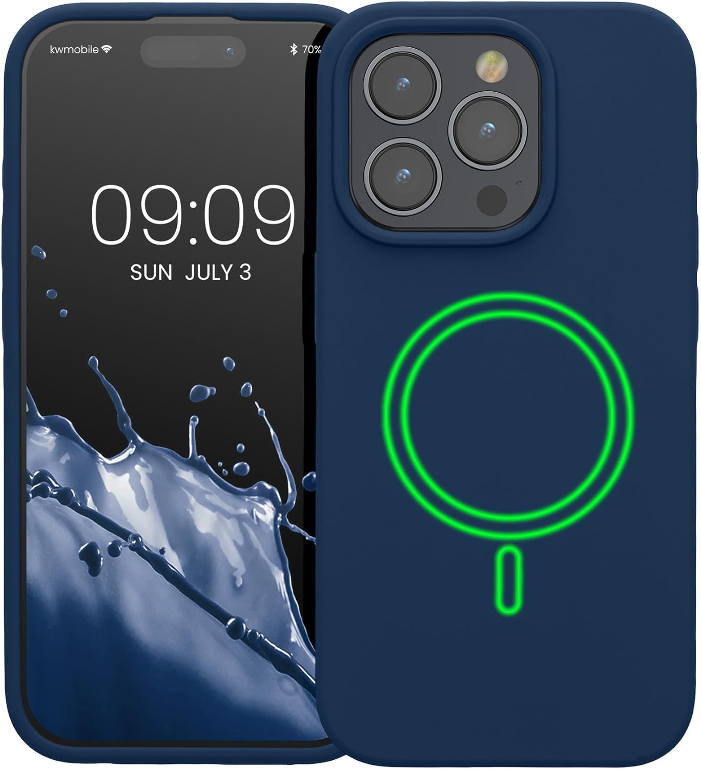 KW iPhone 15 Pro Θήκη Σιλικόνης Rubber TPU με MagSafe - Navy Blue