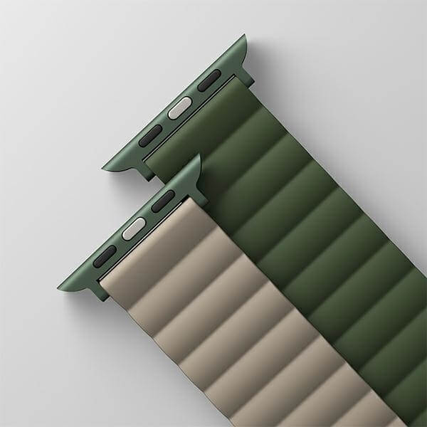 Uniq Λουράκι Apple Watch 2 / 3 / 4 / 5 / 6 / 7 / 8 / 9 / SE / ULTRA 1 / ULTRA 2 - 42 / 44 / 45 / 49 mm Revix Μαγνητικό Σιλικόνης Διπλής Όψης - Green / Grey