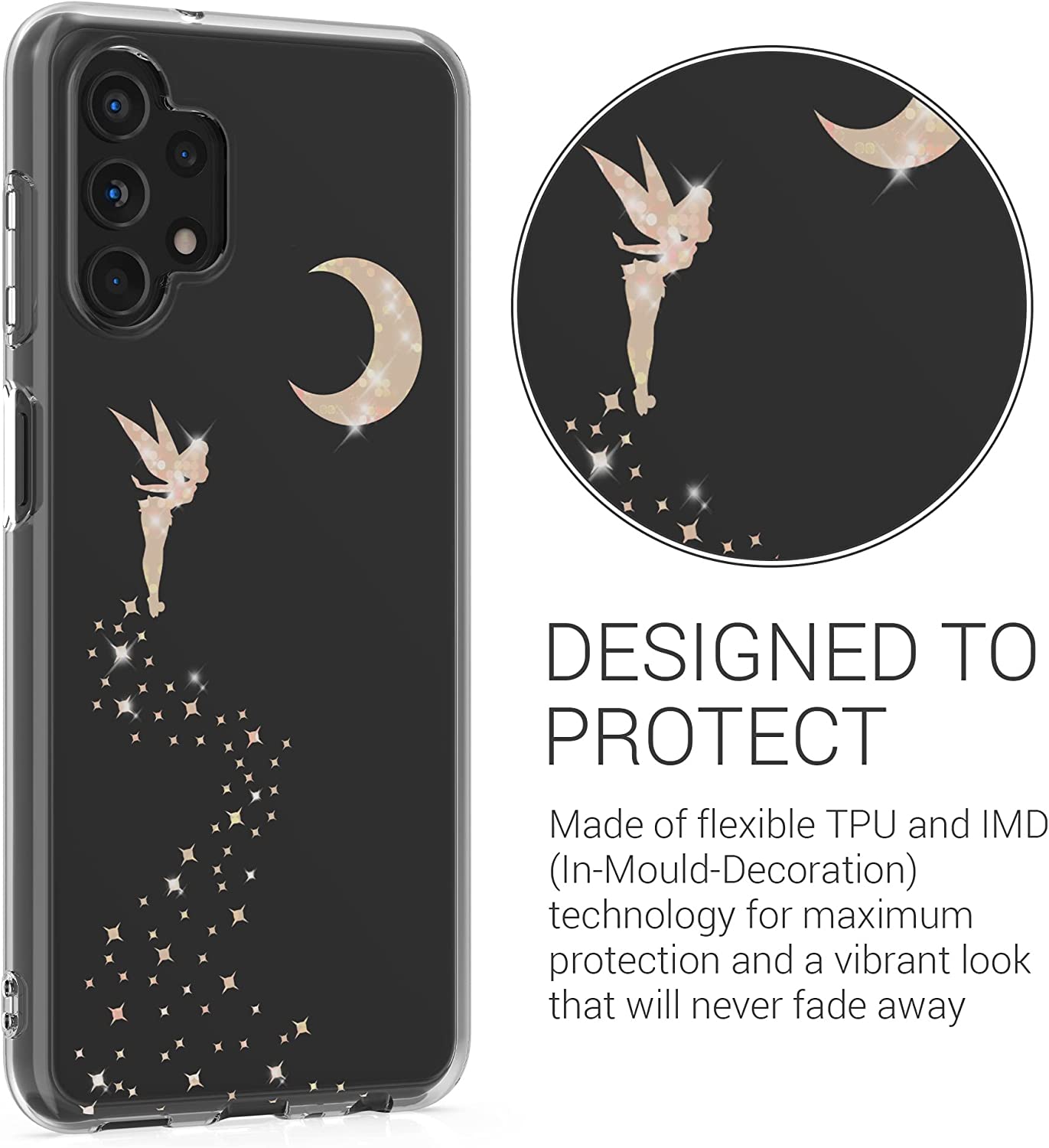 KW Samsung Galaxy A13 4G Θήκη Σιλικόνης TPU Design Fairy Glitter - Rose Gold - Διάφανη - 58797.01