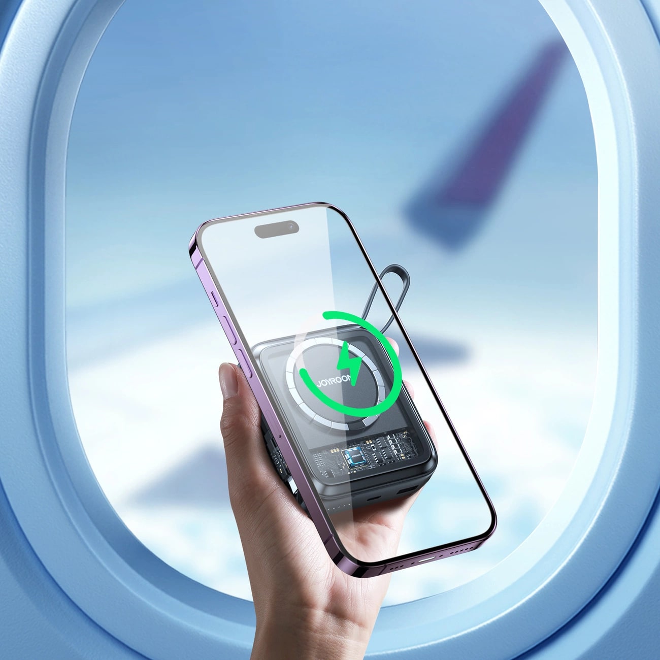 Joyroom JR-L007 Icy Series 22.5W Ασύρματο Power Bank με MagSafe 10000mAh με 1 Θύρα Type-C και Ενσωματωμένο Καλώδιο Lightning - Βlack