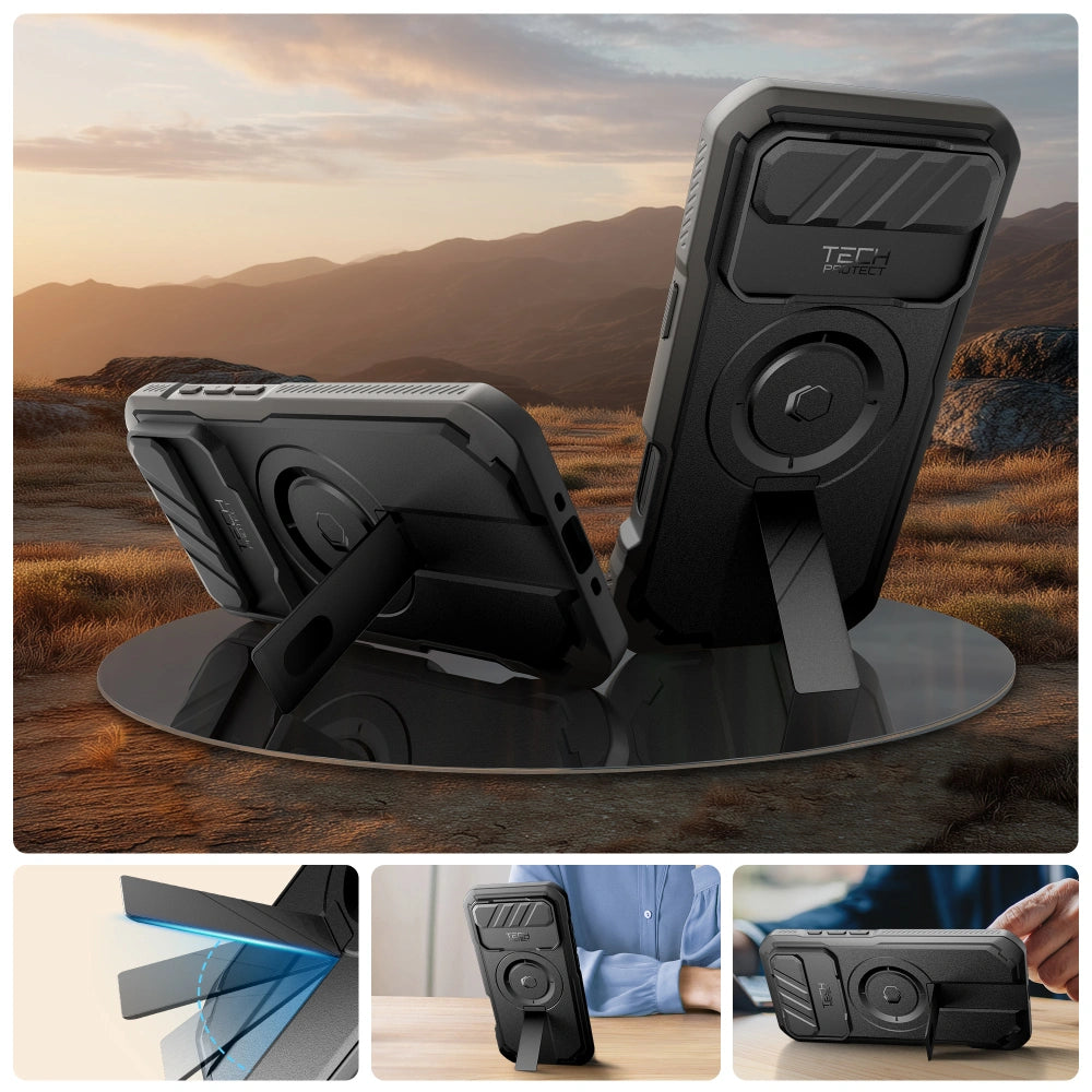 Tech-Protect iPhone Air - Kevlar MagSafe - Σκληρή Θήκη με Προστασία για την Οθόνη / την Κάμερα και Stand - Black