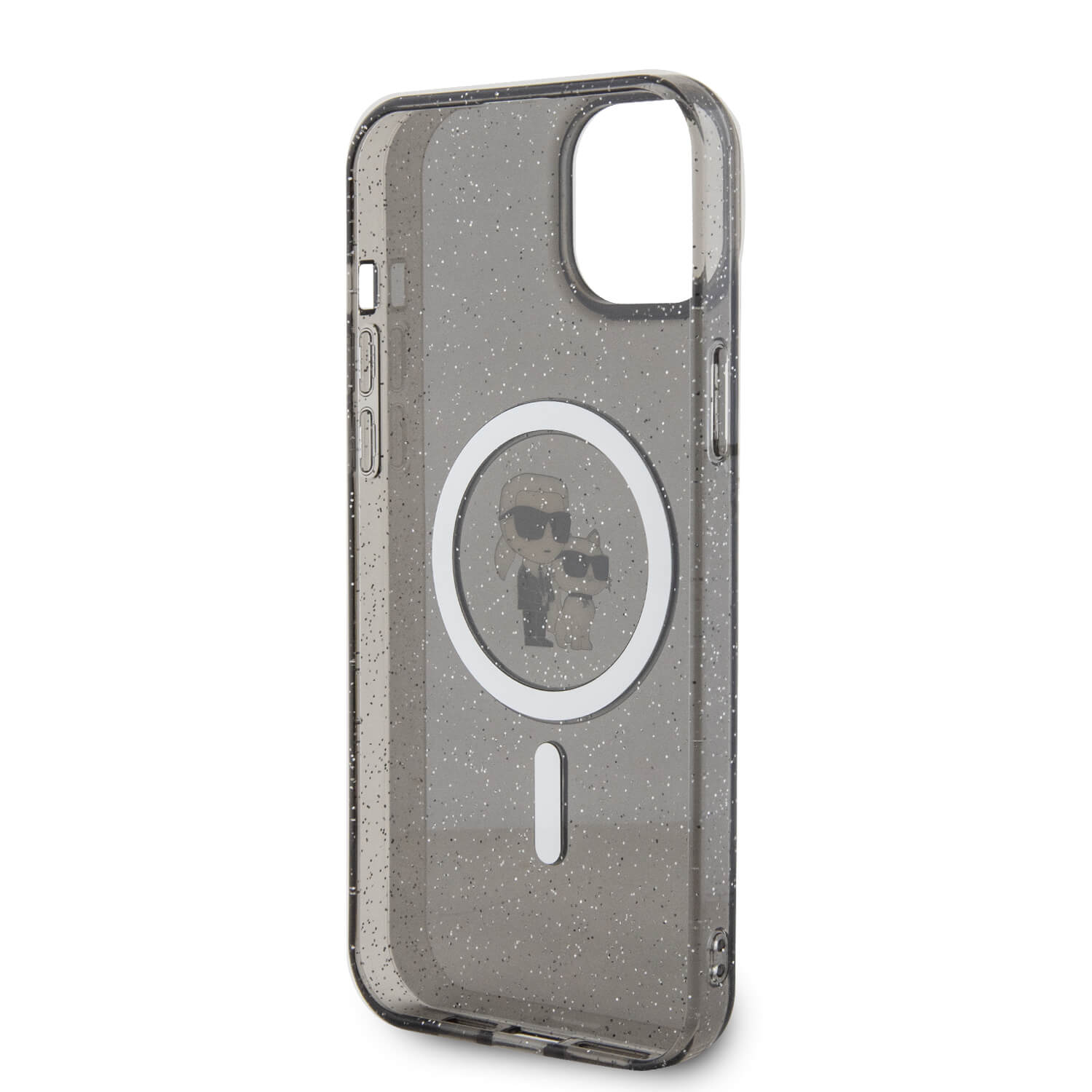 Karl Lagerfeld iPhone 15 / 14 / 13 - Karl and Choupette Glitter Magsafe Σκληρή Θήκη με Πλαίσιο Σιλικόνης και MagSafe - Black - KLHMP15SHGKCNOK
