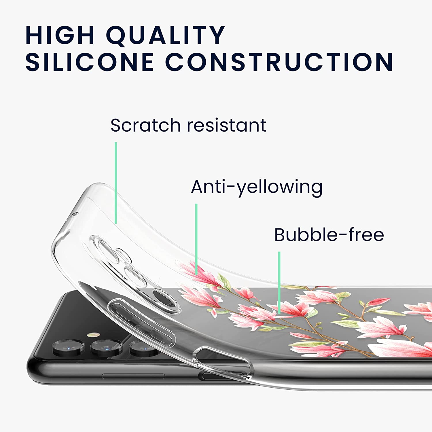 KW Samsung Galaxy A13 5G Θήκη Σιλικόνης TPU - Design Magnolia - Pink / White - Διάφανη - 60159.01