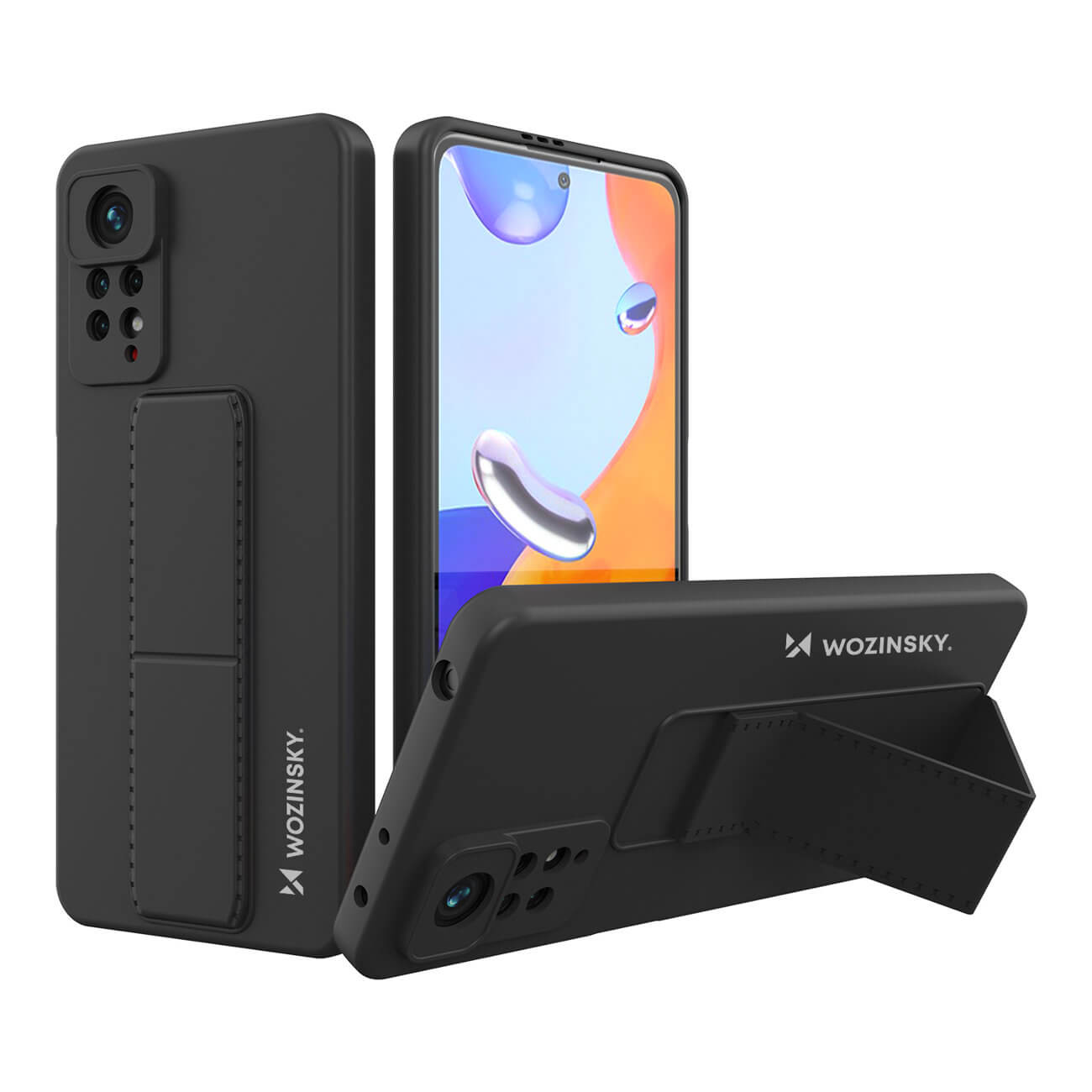 Wozinsky Xiaomi Redmi Note 11 Pro / Note 11 Pro 5G Kickstand Case - Θήκη Σιλικόνης με Finger Holder και Stand - Black