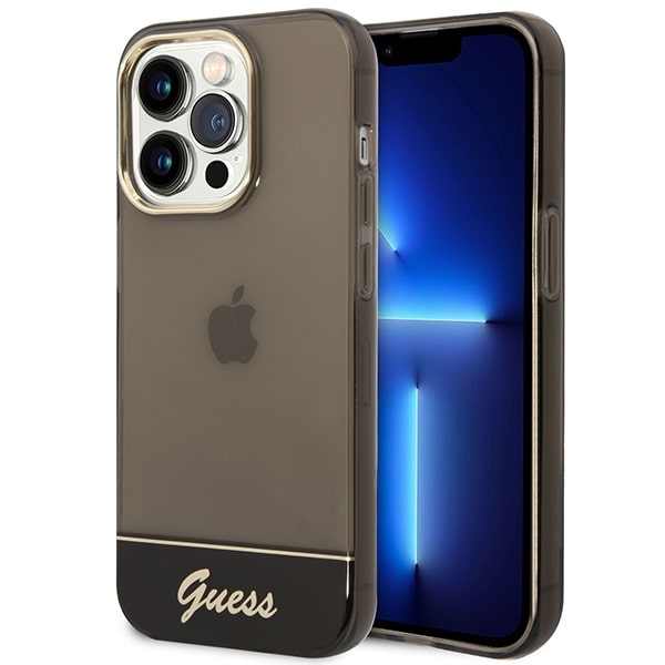 Guess iPhone 14 Pro Max Translucent Σκληρή Θήκη με Πλαίσιο Σιλικόνης - Black / Ημιδιάφανη - GUHCP14XHGCOK