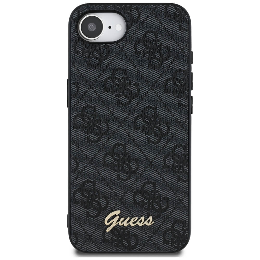 Guess iPhone 16e - 4G Script Logo - Θήκη με Επένδυση Συνθετικού Δέρματος - Black - GUHMPSE4HG4SHK