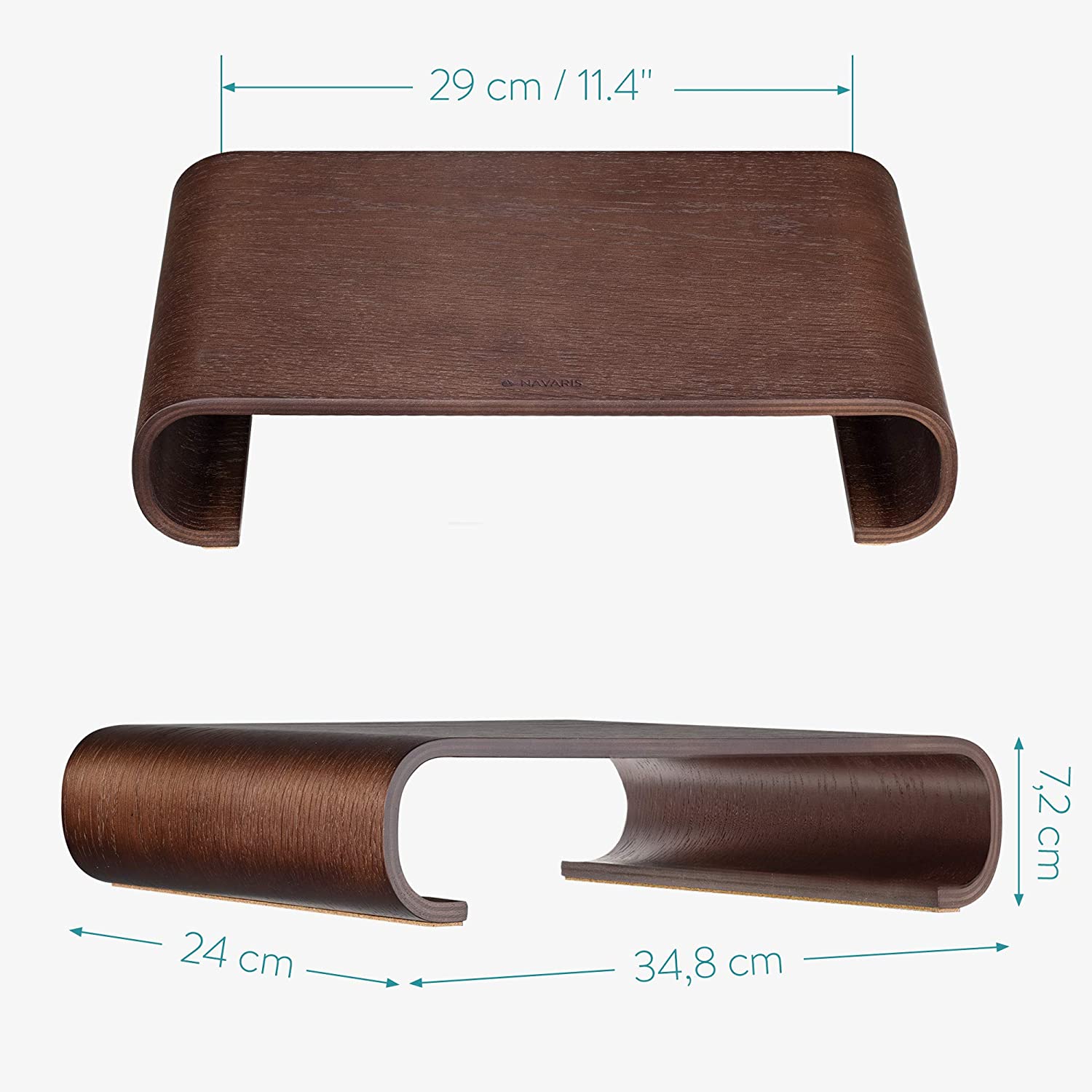 Navaris Computer Monitor Wood Stand - Βάση Στήριξης Οθόνης από Ξύλο - Dark Brown - 45835.18