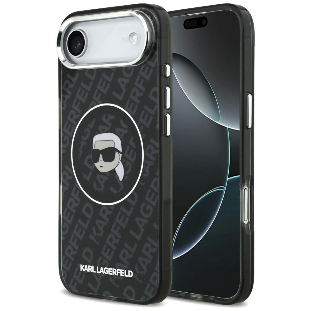 Karl Lagerfeld iPhone Air - IML Karl Head Logo MagSafe - Σκληρή Θήκη με Πλαίσιο Σιλικόνης - Black - KLHMP17MHMKBKHOK