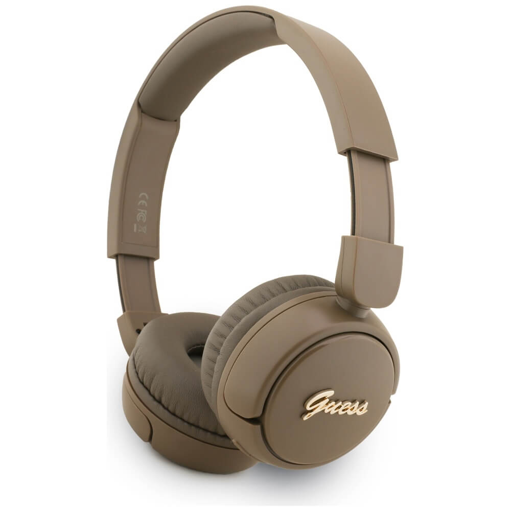 Guess Over-Ear Metal Logo Script - Ασύρματα Bluetooth Ακουστικά - Brown
