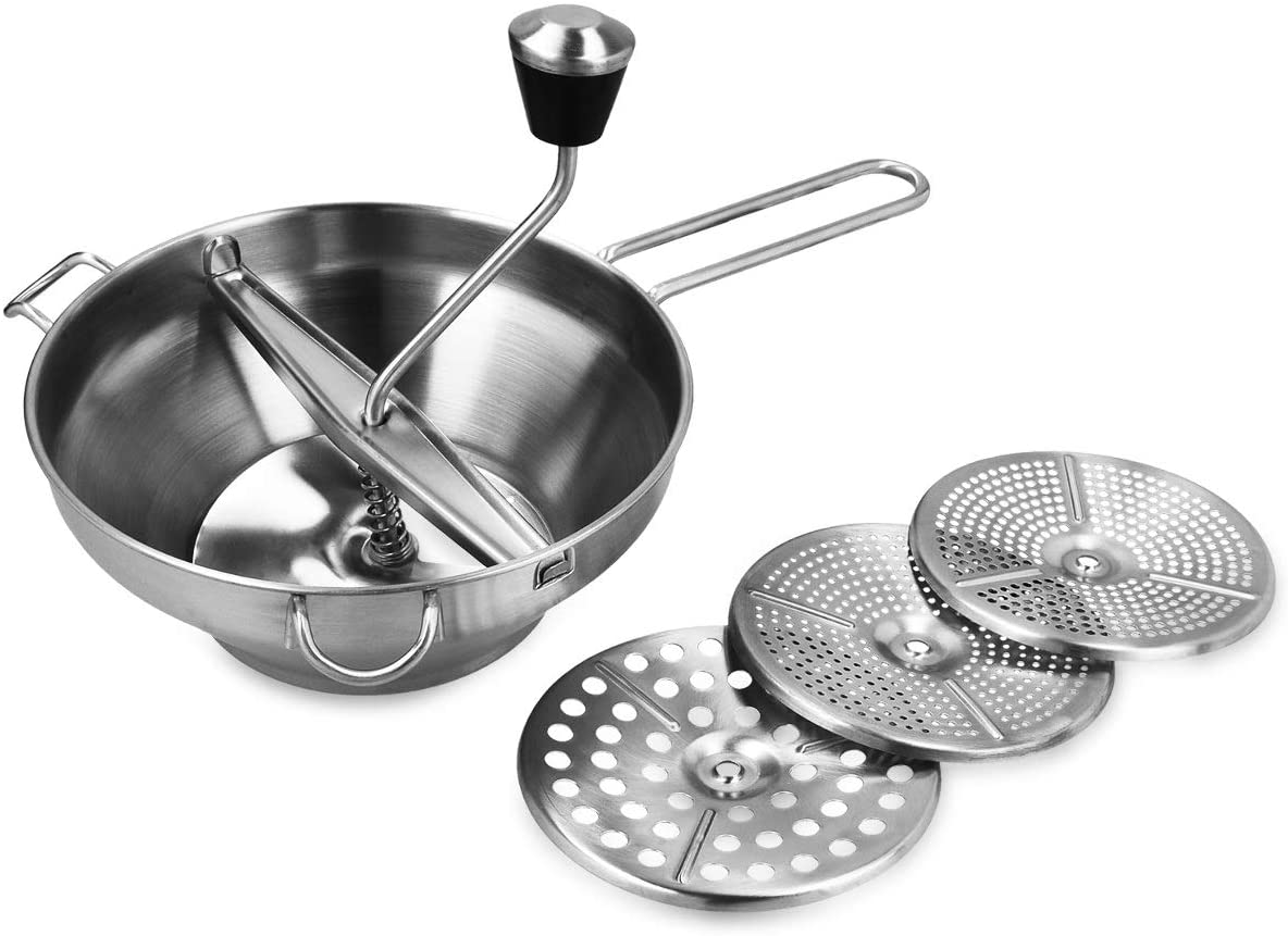 Navaris Μύλος Λαχανικών Χειρός από Ανοξείδωτο Ατσάλι με 3 Δίσκους Αλέσματος - Silver - 47369.01