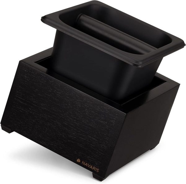 Navaris Ξύλινο Δοχείο Χτυπήματος Κλείστρου - Acacia Wood - ‎Black - 54693.03