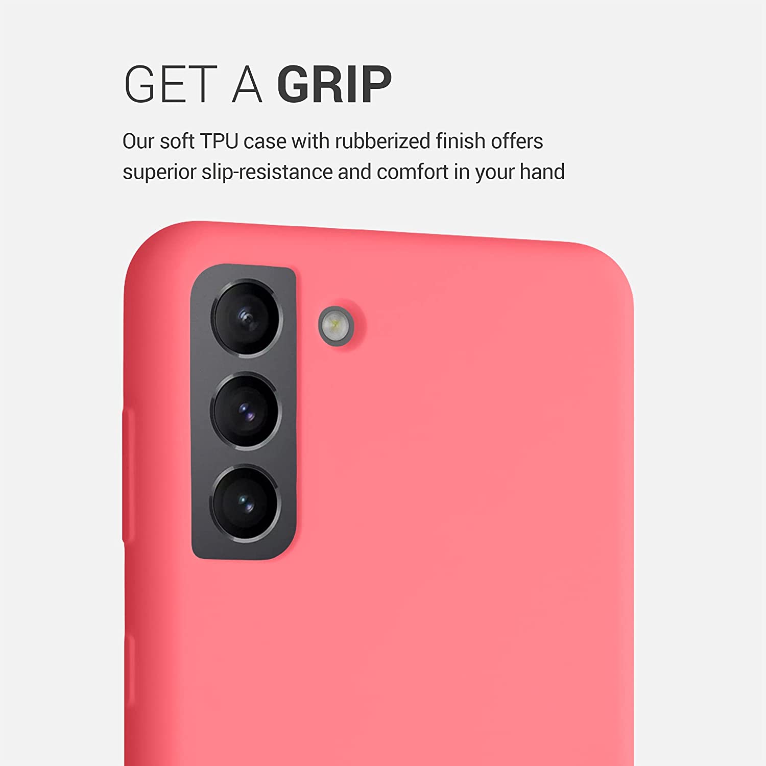 KW Samsung Galaxy S21 Plus Θήκη Σιλικόνης Rubber TPU - Neon Coral - 54066.103