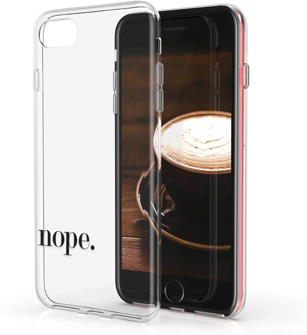 KW iPhone SE 2022 / SE 2020 / 7 / 8 Θήκη Σιλικόνης TPU Design Nope - Black - Διάφανη - 41448.20