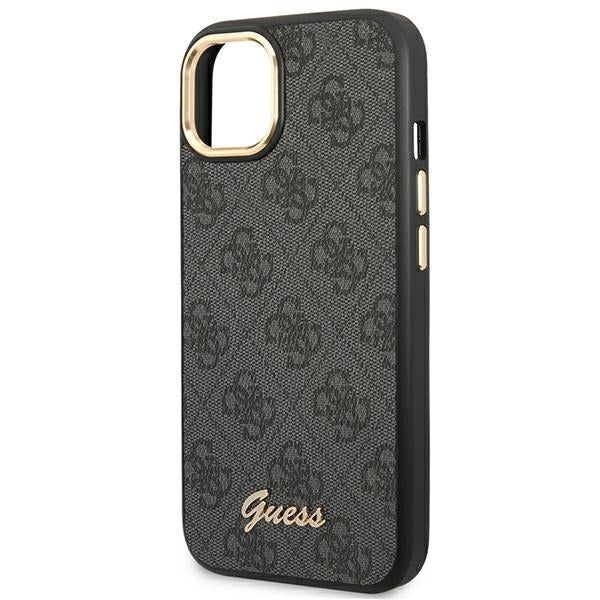 Guess iPhone 14 4G Vintage Gold Logo Σκληρή Θήκη με Πλαίσιο Σιλικόνης - Black - GUHCP14SHG4SHK