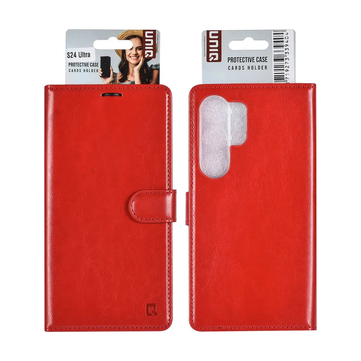 Tuniq Samsung Galaxy S24 Ultra - Θήκη Πορτοφόλι Stand από Δερματίνη - Κόκκινη