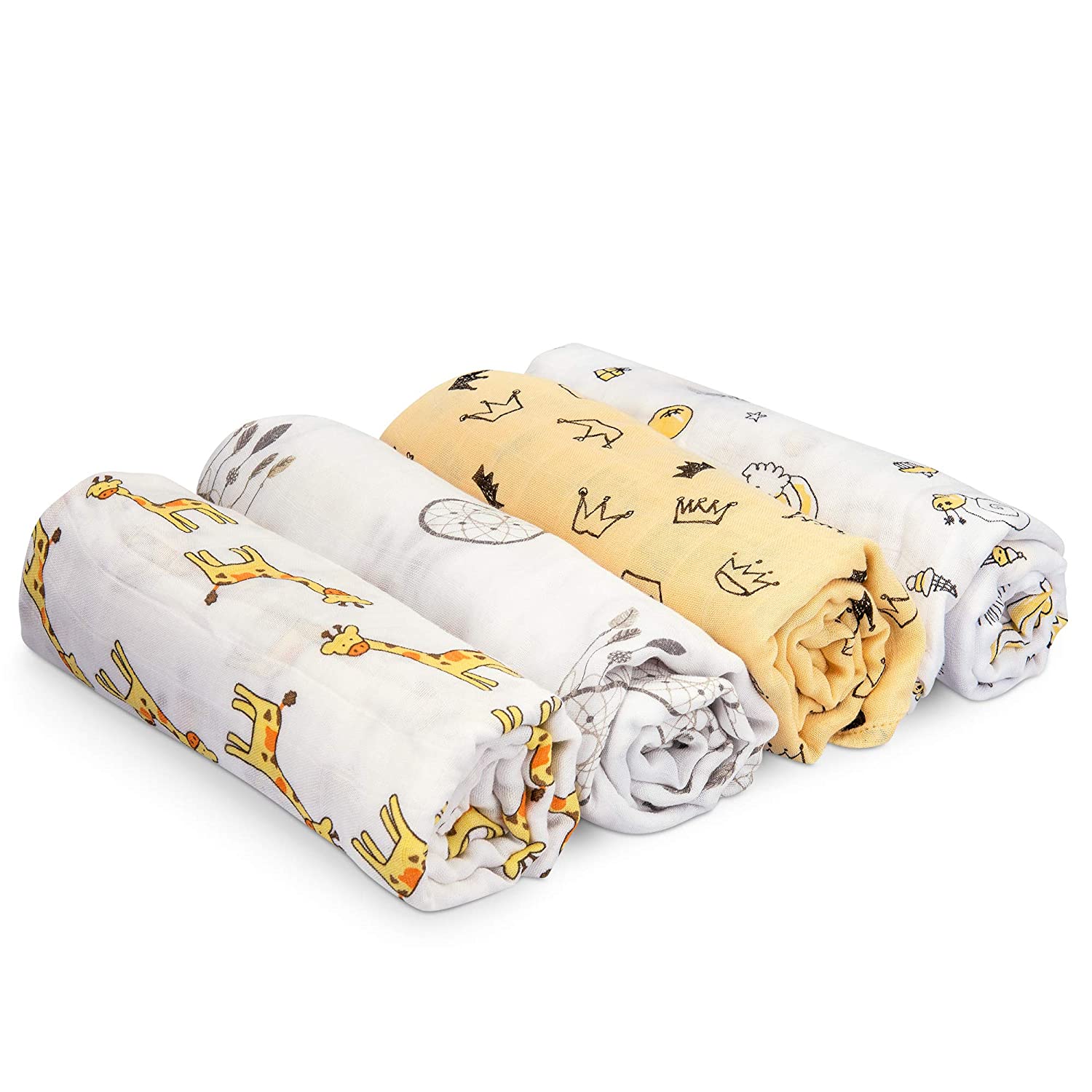 Navaris Σετ με 4 Πάνες Αγκαλιάς από Μουσελίνα για Μωρά - 120 x 120 cm - Multicolour - 51483.01