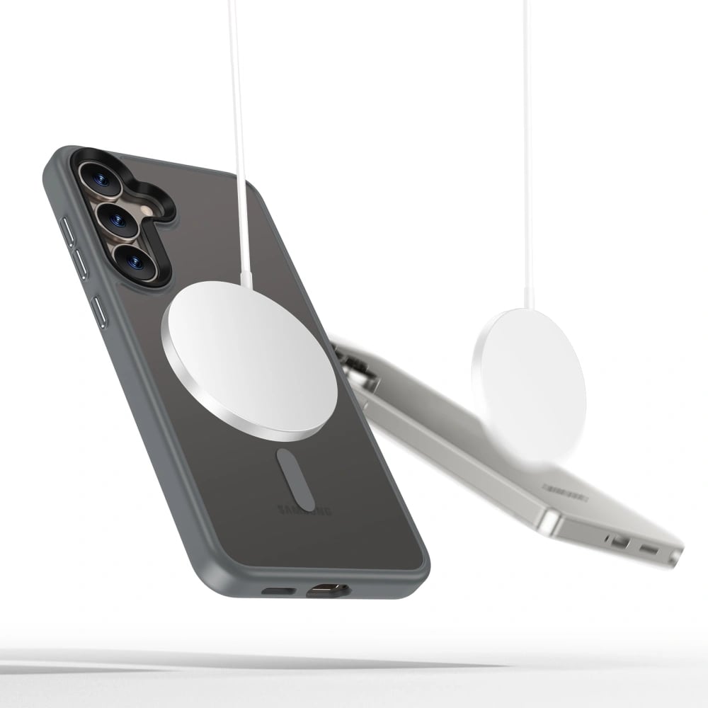 Tech-Protect Samsung Galaxy S25 MagMat Σκληρή Θήκη με Πλαίσιο Σιλικόνης και MagSafe - Matte Titanium / Ημιδιάφανη