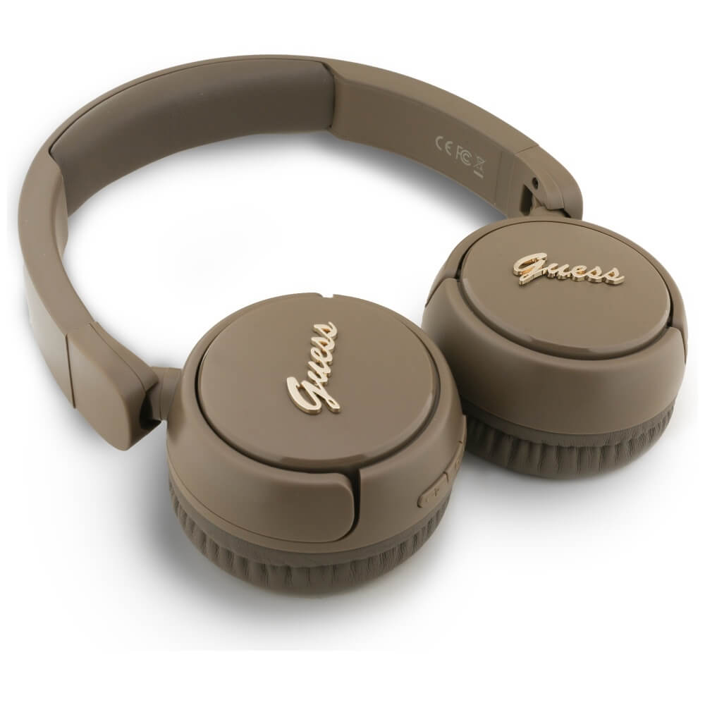 Guess Over-Ear Metal Logo Script - Ασύρματα Bluetooth Ακουστικά - Brown