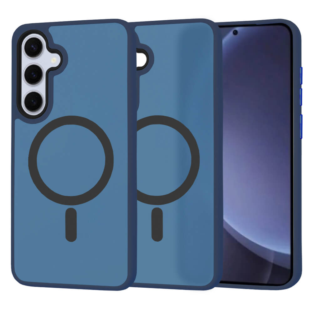 Techsuit Samsung Galaxy S25 Plus - HaloFrost MagSafe Series - Σκληρή Θήκη με Πλαίσιο Σιλικόνης - Deep Blue