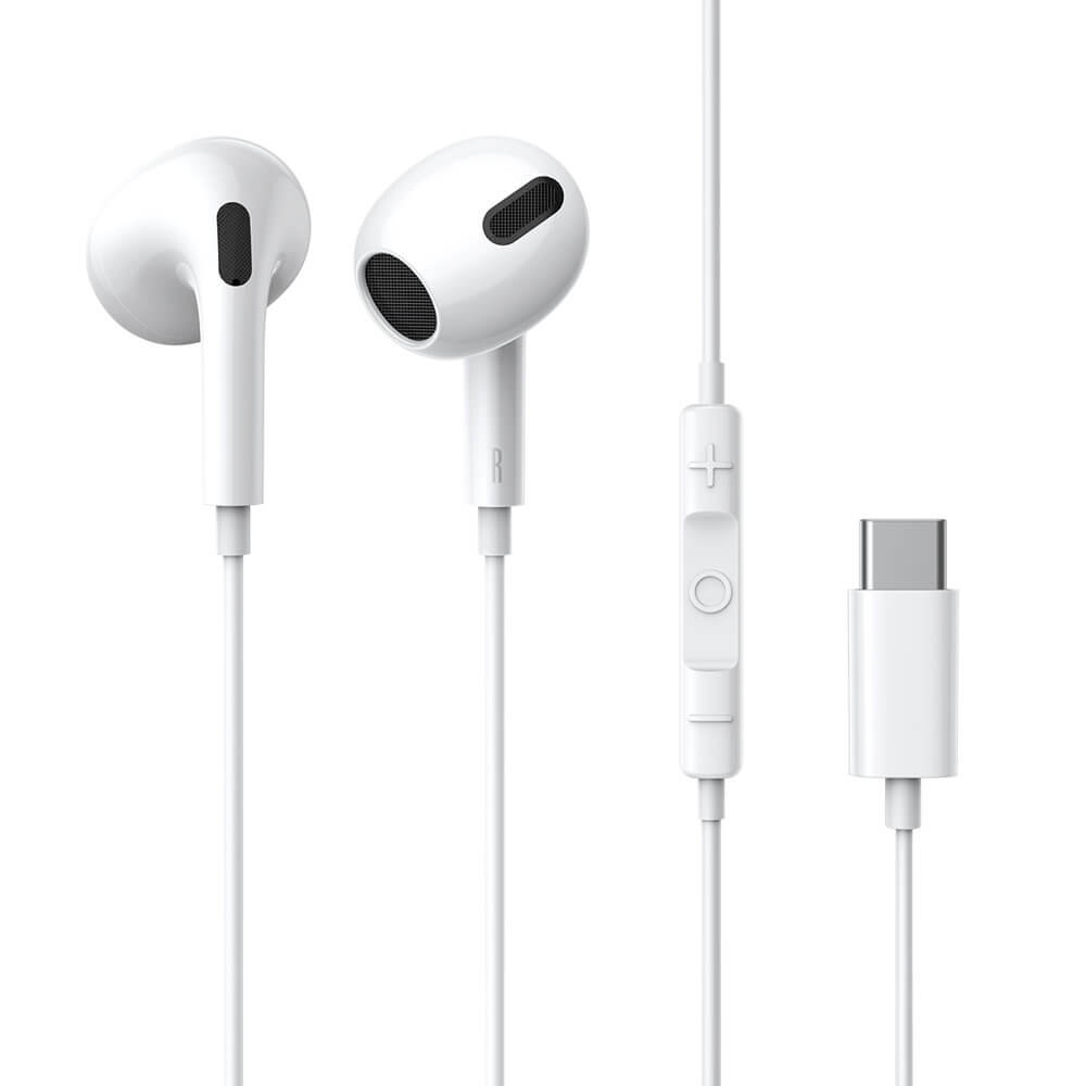 Baseus Encok C17 Wired Headphones - Ακουστικά για Smartphones με Βύσμα Type C - White - NGCR010002