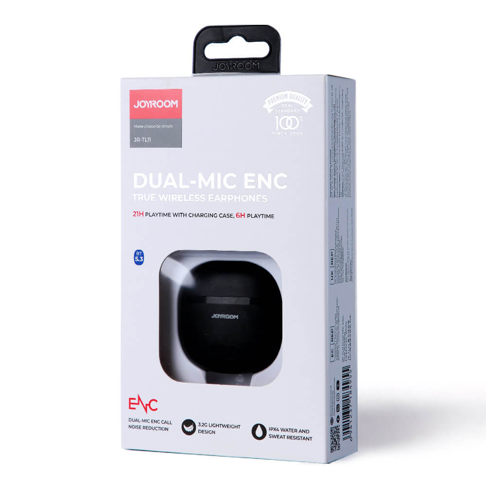 Joyroom Dual-Mic Enc TWS Bluetooth 5.3 - Ασύρματα ακουστικά για Κλήσεις / Μουσική - Black - JR-TL11