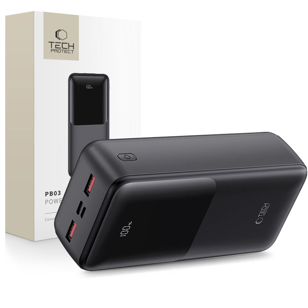 Tech-Protect PB03-22.5W Power Bank 30000mAh με 2 Θύρες USB με 1 Θύρα Type-C και 1 Θύρα Micro-USB - Black