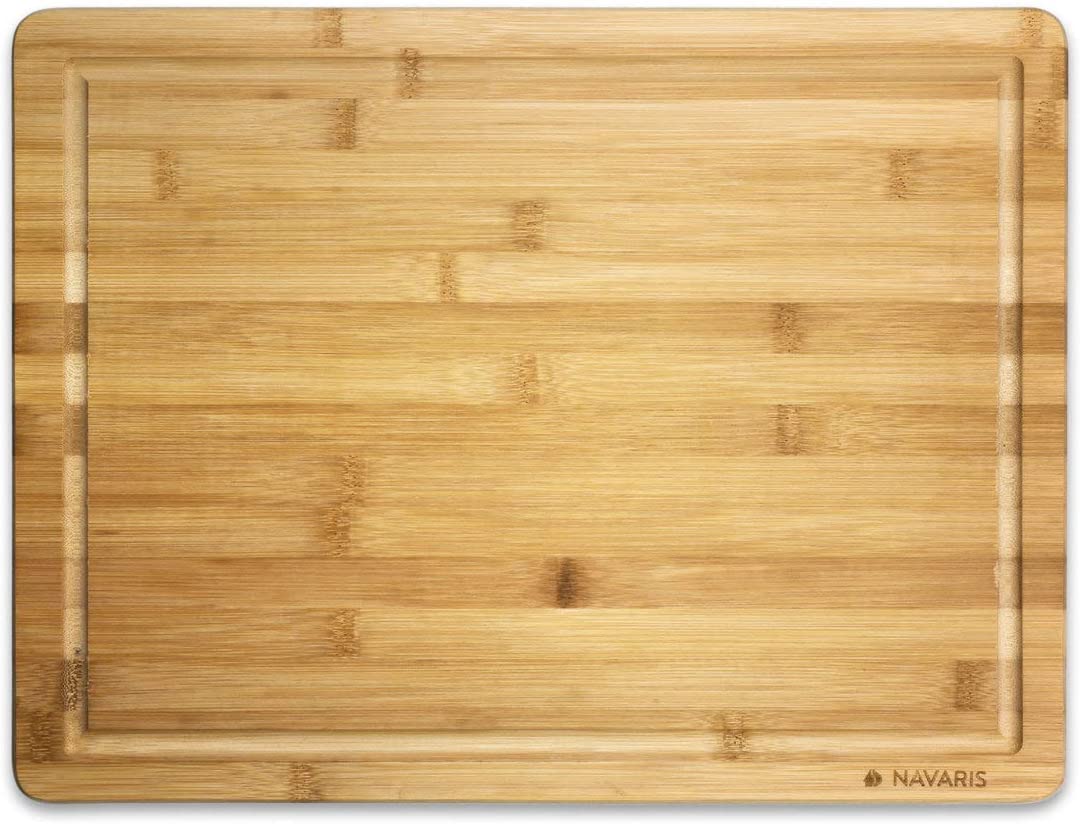 Navaris Natural Bamboo Wooden Chopping Board Ξύλινη Επιφάνεια Κοπής - 45 x 34 x 1.8 cm - Light Brown - 51502.01