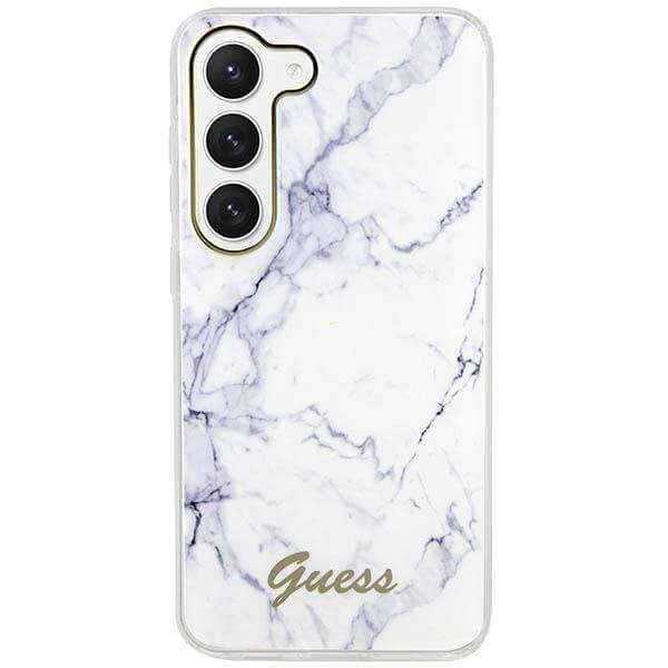 Guess Samsung Galaxy S23 Plus Marble Σκληρή Θήκη με Πλαίσιο Σιλικόνης - White - GUHCS23MPCUMAH