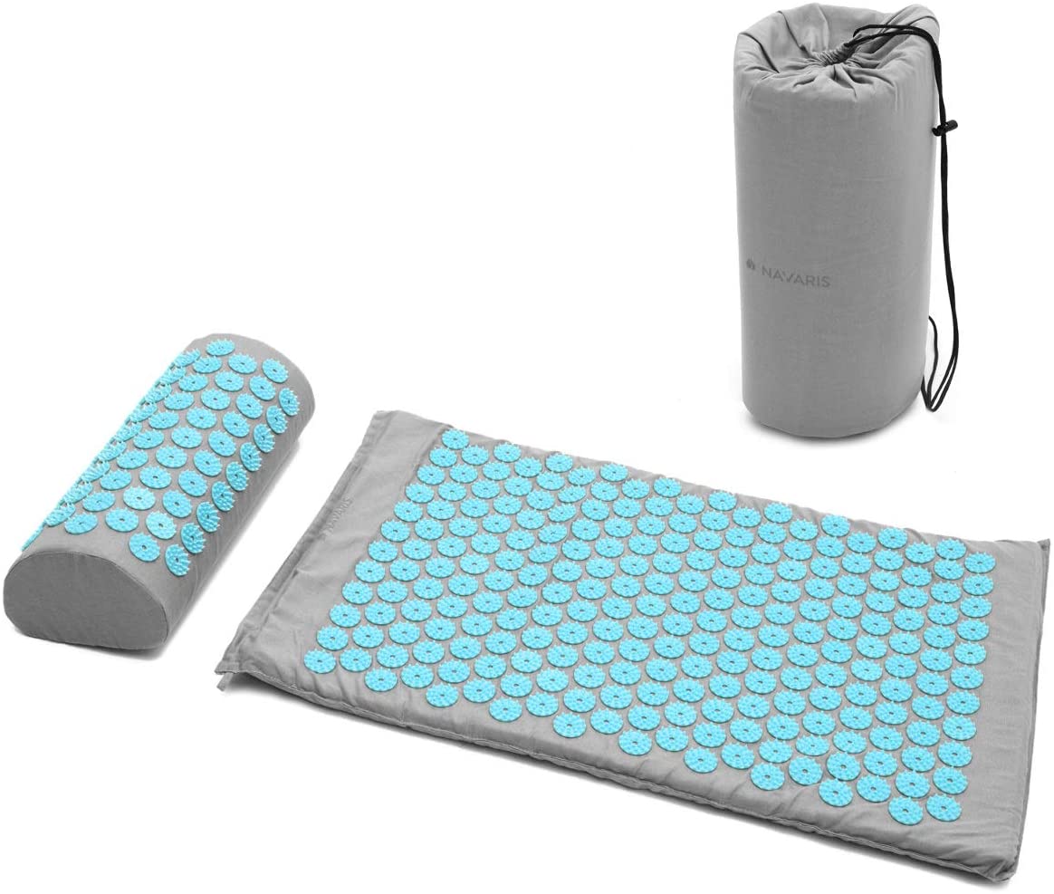 Navaris 2-in-1 Acupressure Mat and Pillow Set Σετ 2 σε 1 Χαλάκι και Μαξιλάρι Μασάζ - Grey / Blue - 43899.25