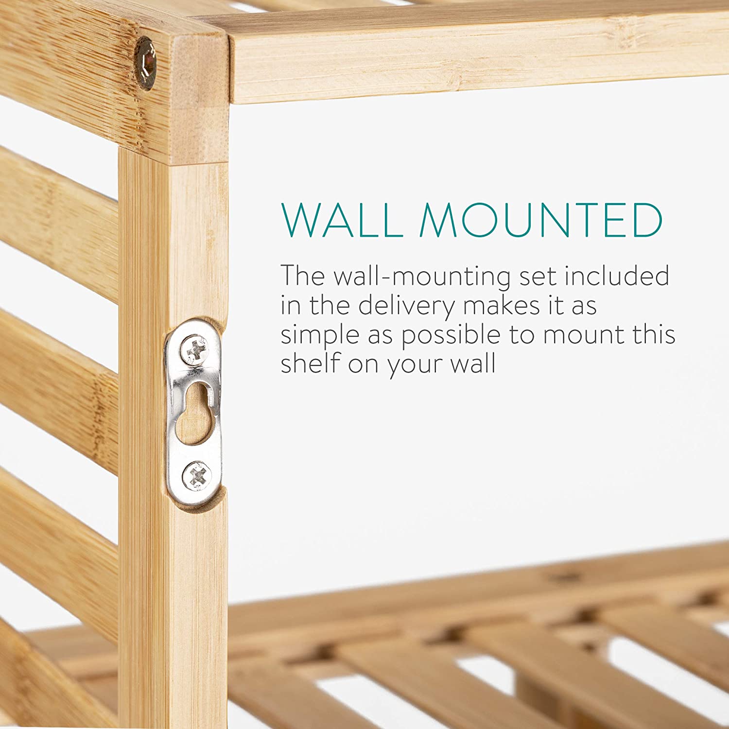 Navaris Ράφι Από Μπαμπού Για Στήριξη Στον Τοίχο - Light Brown - 52879.24