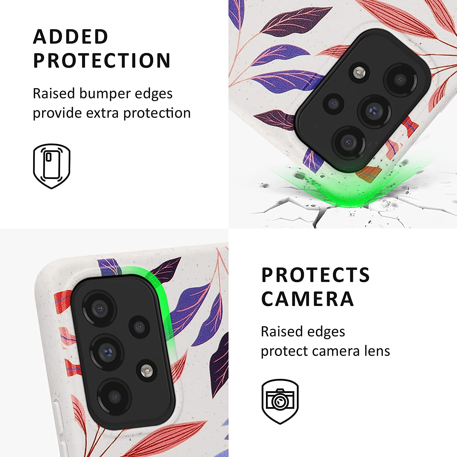 Kalibri Samsung Galaxy A53 5G Θήκη Σιλικόνης TPU με Λουράκι - Design Colorful Leaves - Blue / Deep Rusty Rose / Cream - 58598.03