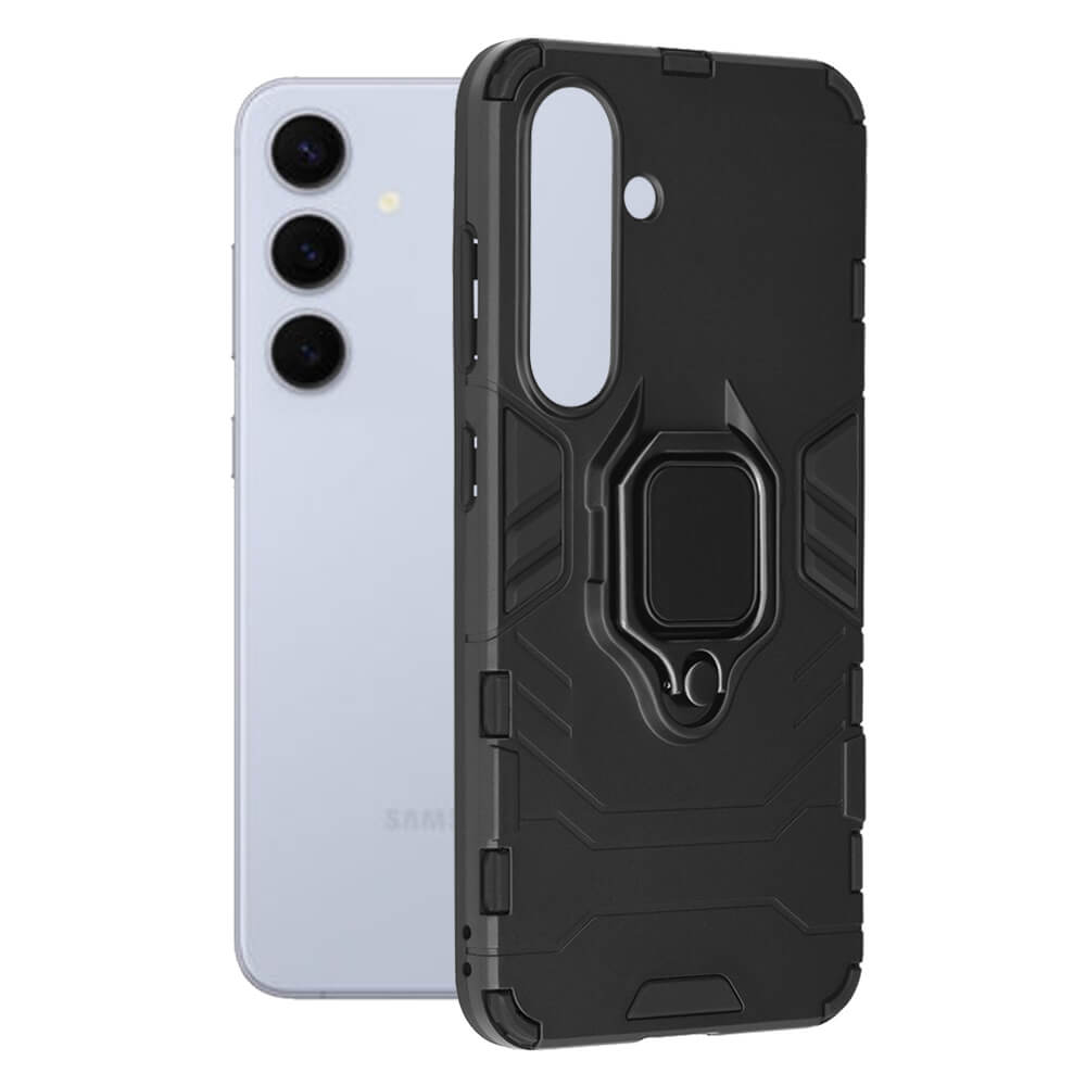 Techsuit Samsung Galaxy S25 Plus - Silicone Shield - Σκληρή Θήκη με Δαχτυλίδι Συγκράτησης - Black
