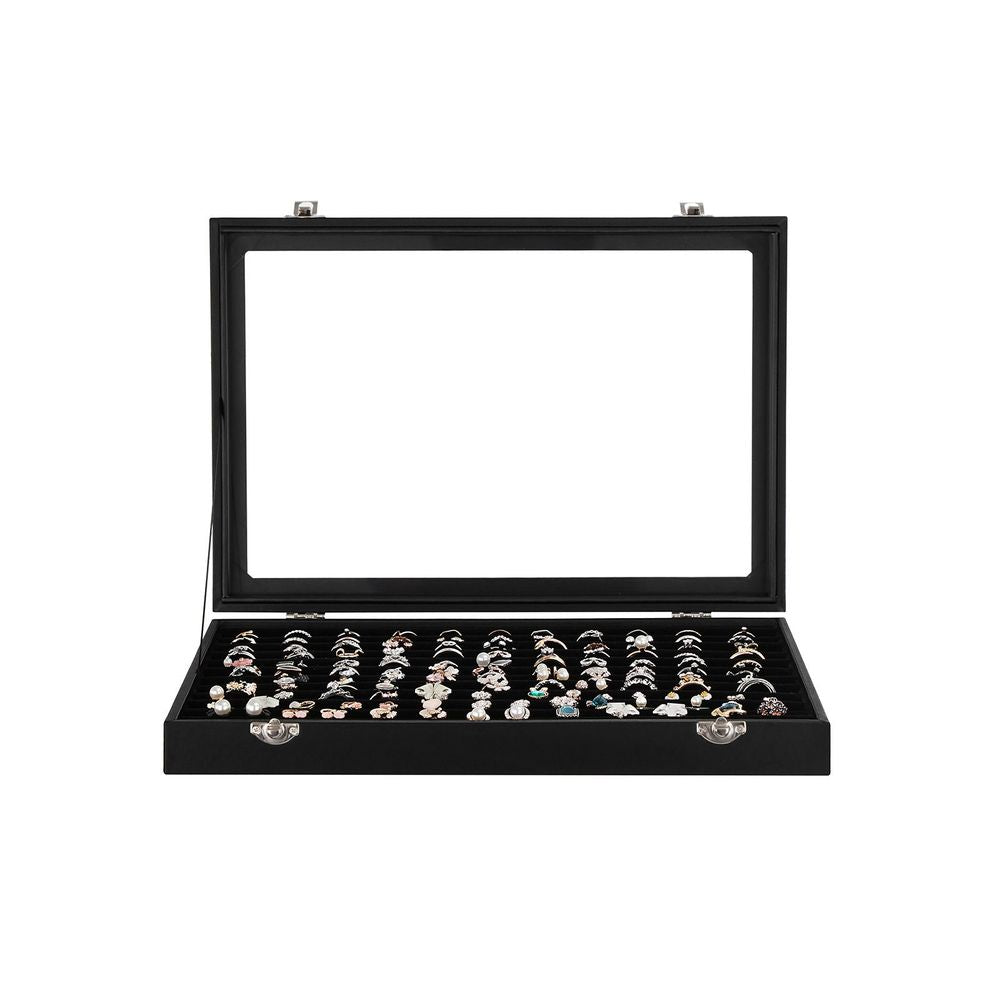 Songmics Κουτί Κοσμημάτων για Δαχτυλίδια - Black - JDS301