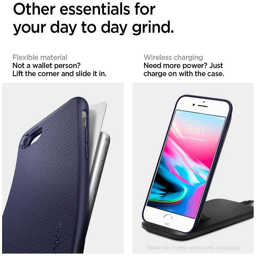 Spigen iPhone SE 2022 / SE 2020 / 7 / 8 Liquid Air Θήκη Σιλικόνης - Midnight Blue