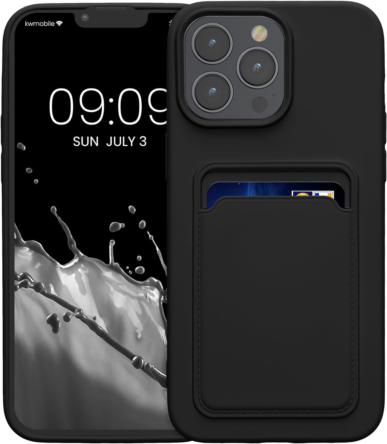 KW iPhone 15 Pro Max Θήκη Σιλικόνης TPU με Υποδοχή για Κάρτα - Black - 62020.01